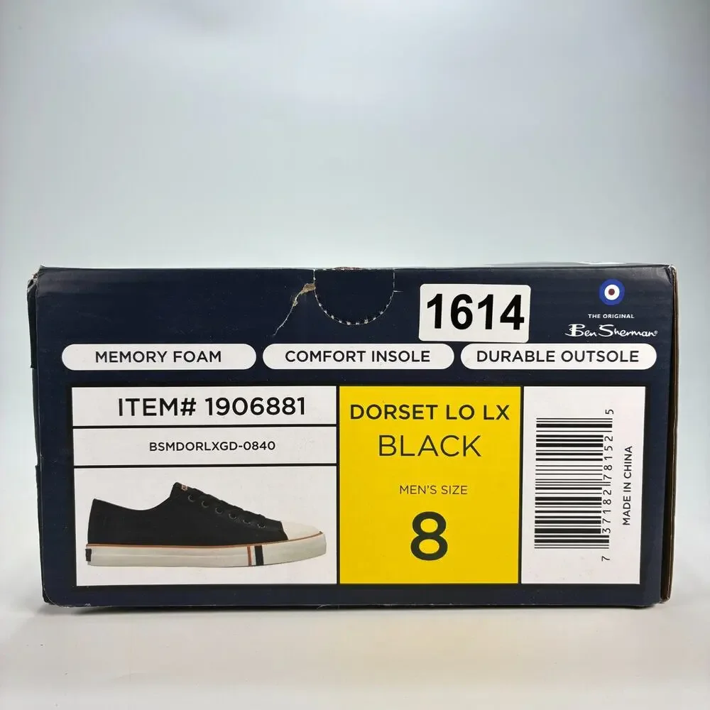 Ben Sherman Dorset Lo LX Black Low Top Sneakers Shoes BSMDORLXGD-0840 Men's Sz 8